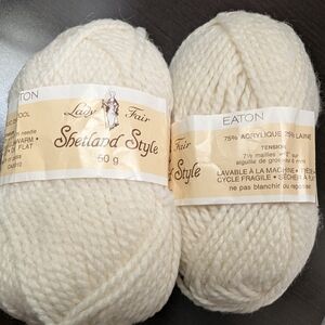 Vintage yarn Eaton Lady Fair  Shetland Style ACRYLIC WOOL blend ivory 50g x 2